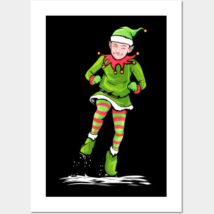 Santas Dancing  Christmas Elf Celebrating Christmas in July Posters and Art